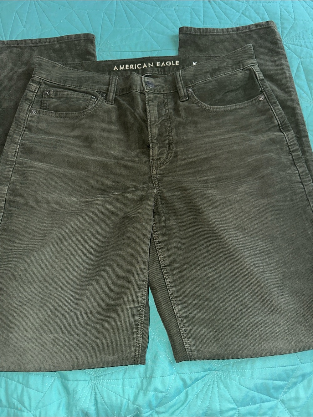 American Eagle women's Corduroy pants Dark green sz 8 Long NWOT